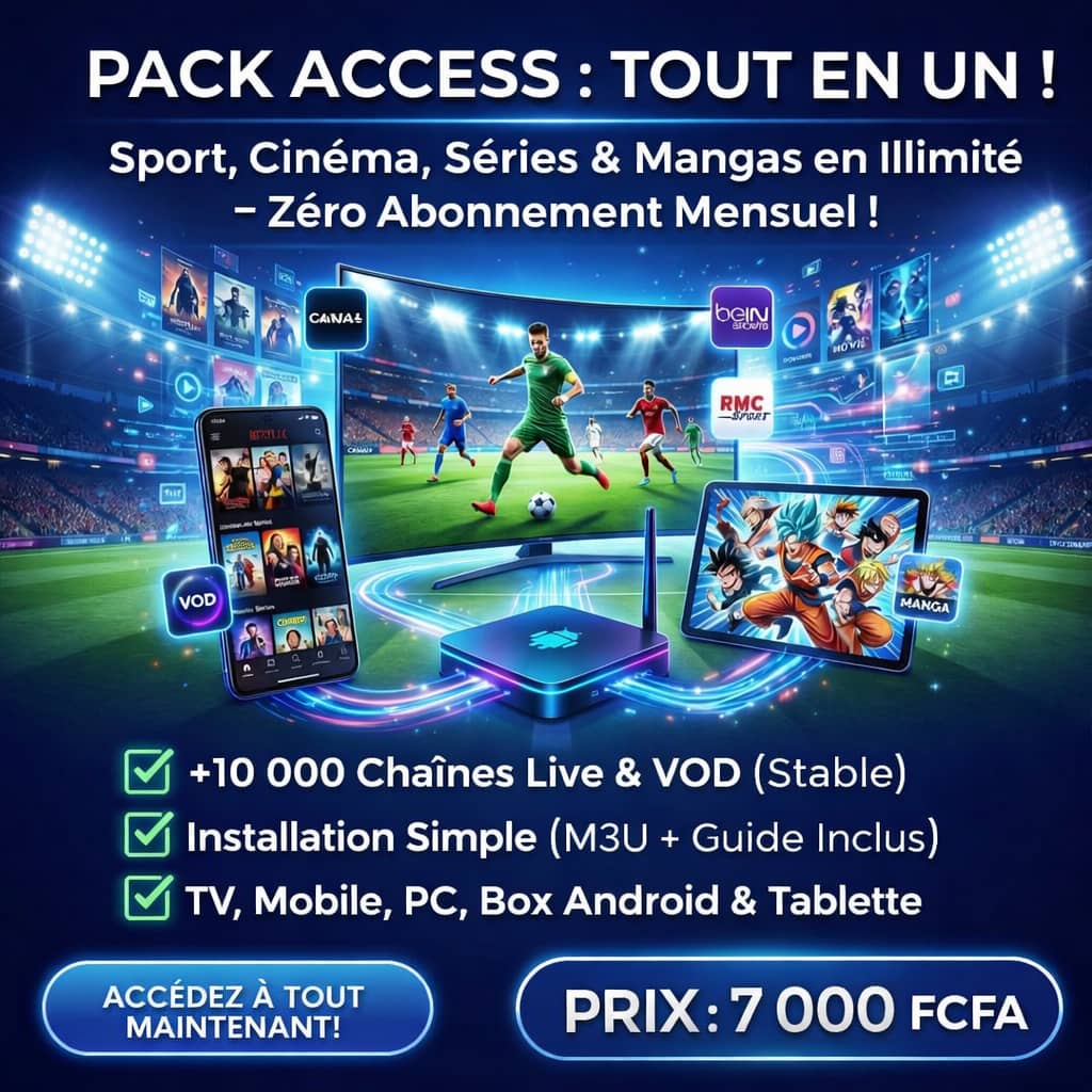 📺 ABONNEMENT IPTV PREMIUM – ACCÈS COMPLET CHAÎNES + SPORTS INTERNATIONALES